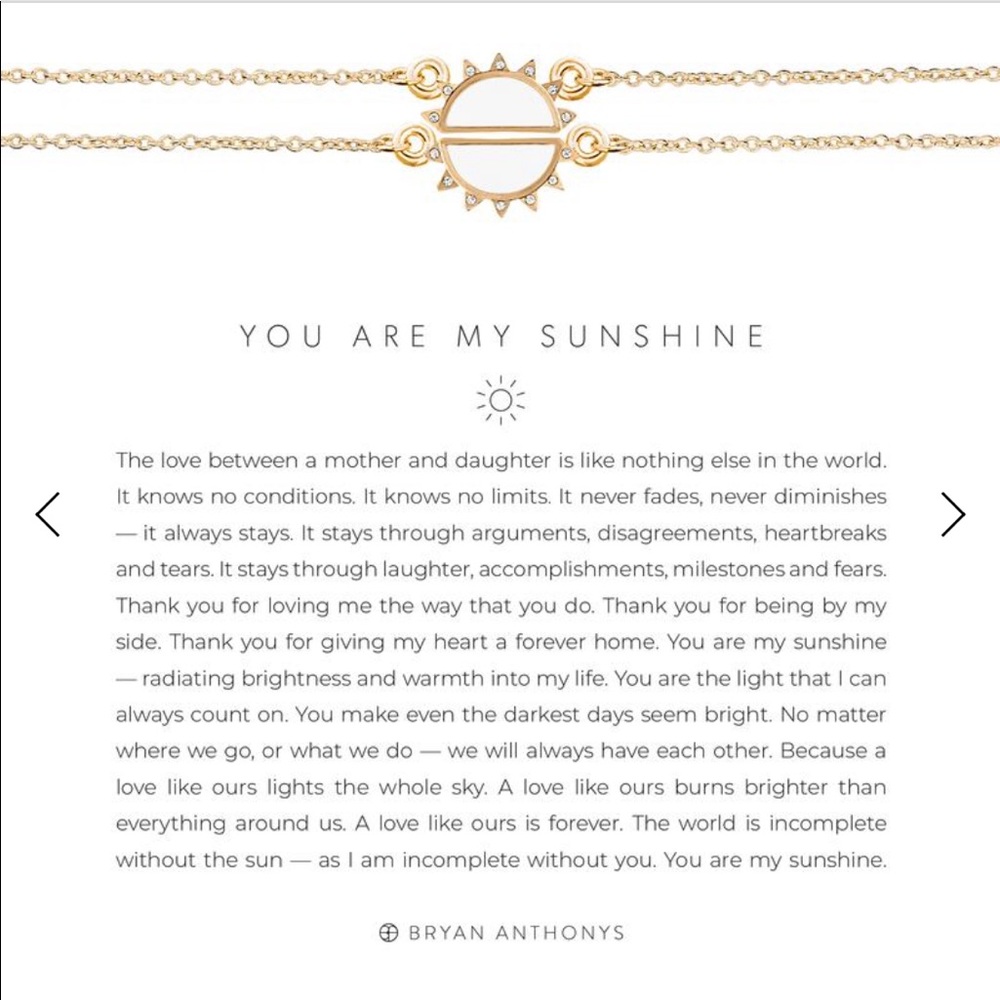 NWOT You Are My Sunshine Necklace (Top Half)